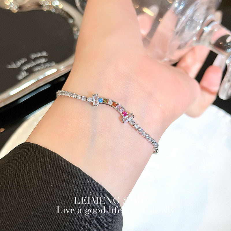 Wholesale Colorful Geometric Zircon Flower Bracelet