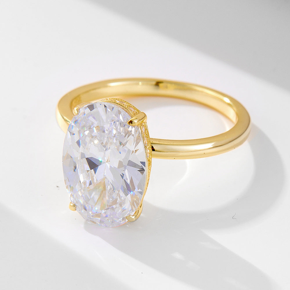 Wholesale Sterling Silver Ring Set With Egg Shaped Zircon Geometric Style Everyday Wear Jewelry Accessory