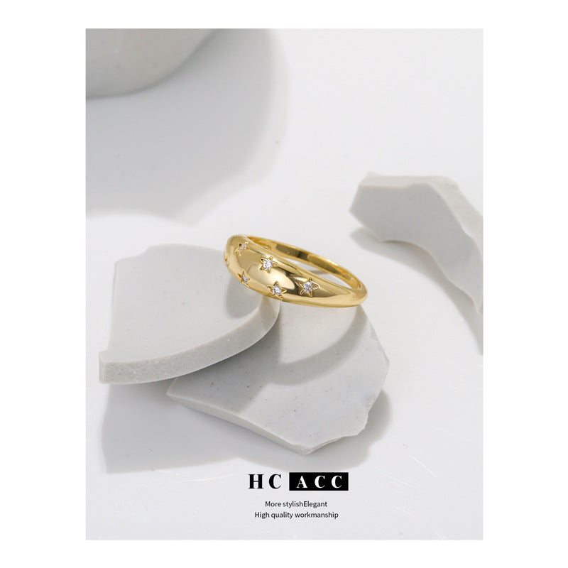 Anello micro-intarsiato con texture di alta qualità a forma di stella all'ingrosso