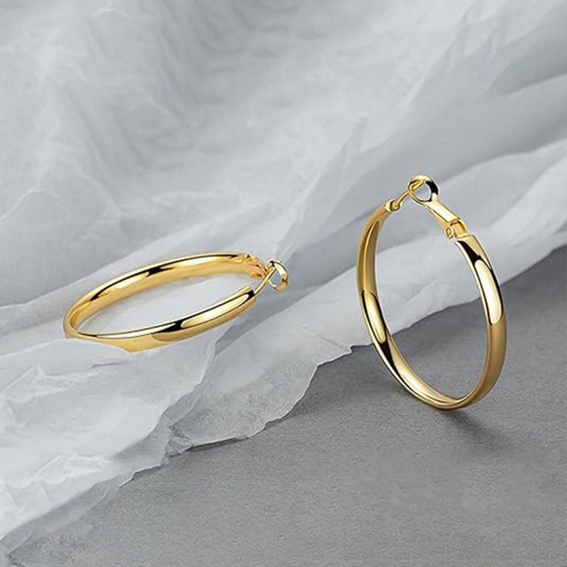 Wholesale Geometric Stainless Steel Circle Hoop Earrings Polished Silver Fashion Jewelry Accessory Party Gift