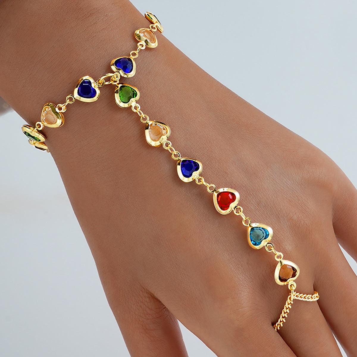 Wholesale Fashion Chain Bracelet with Ring for Women,  Stylish Hand Chain Jewelry Accessory Gift