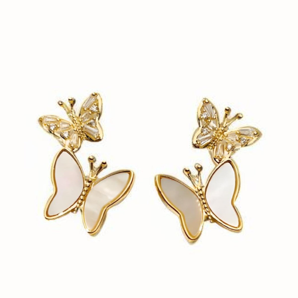 Wholesale  Versatile White Shell Butterfly Earrings