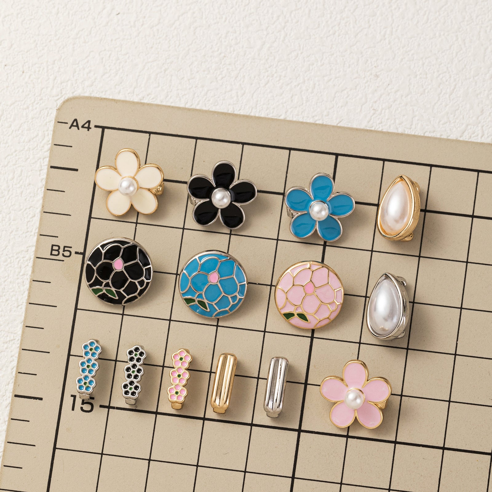 Wholesale Electroplated Copper Flip Flop Charm Blue Flower Pearl Enamel Versatile Decorative Accent For Everyday Wear