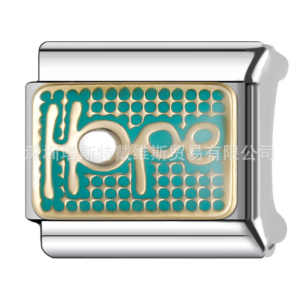 Wholesale 9mm Italian Charm Starter Bracelets DIY square Single Section Creative Stainless Steel Composable Bracelet