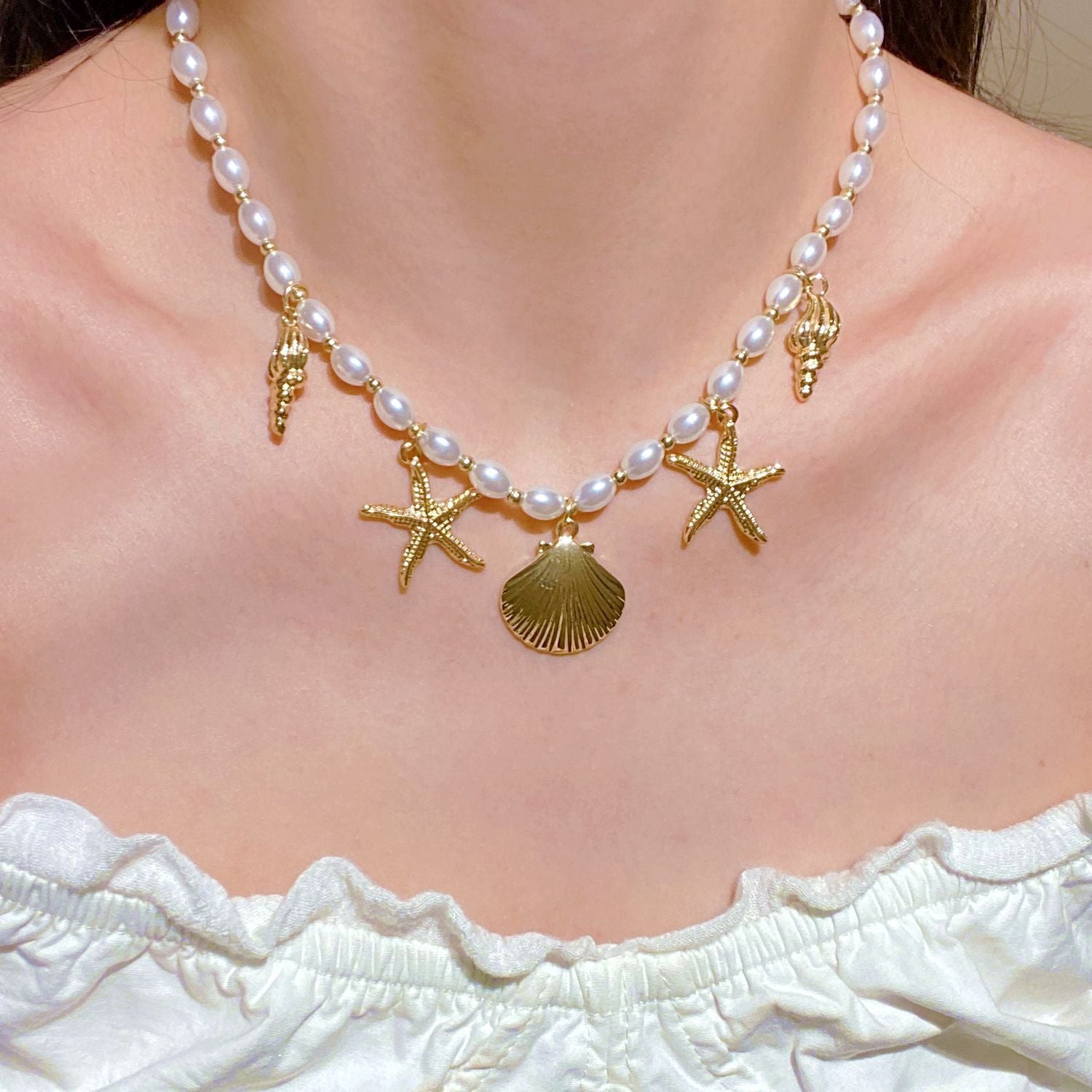 Wholesale  Natural Stone Shell Necklace