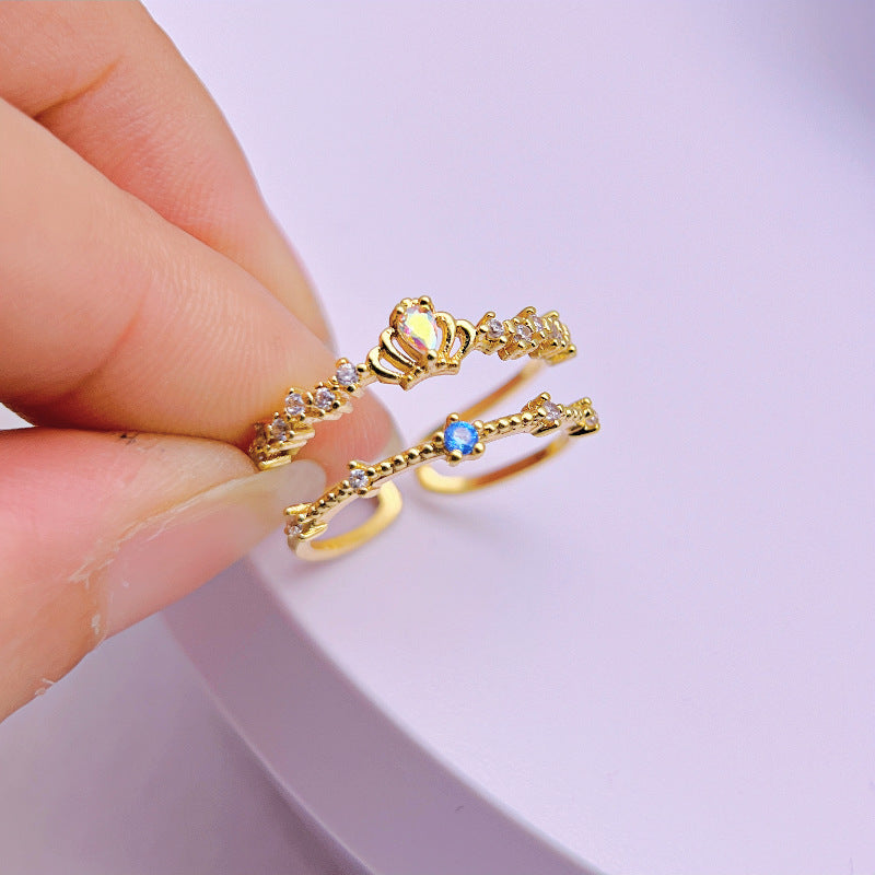 Wholesale Double Line Colored Diamond Super Sparkling Moonstone Rings ACC-RS-YXY034