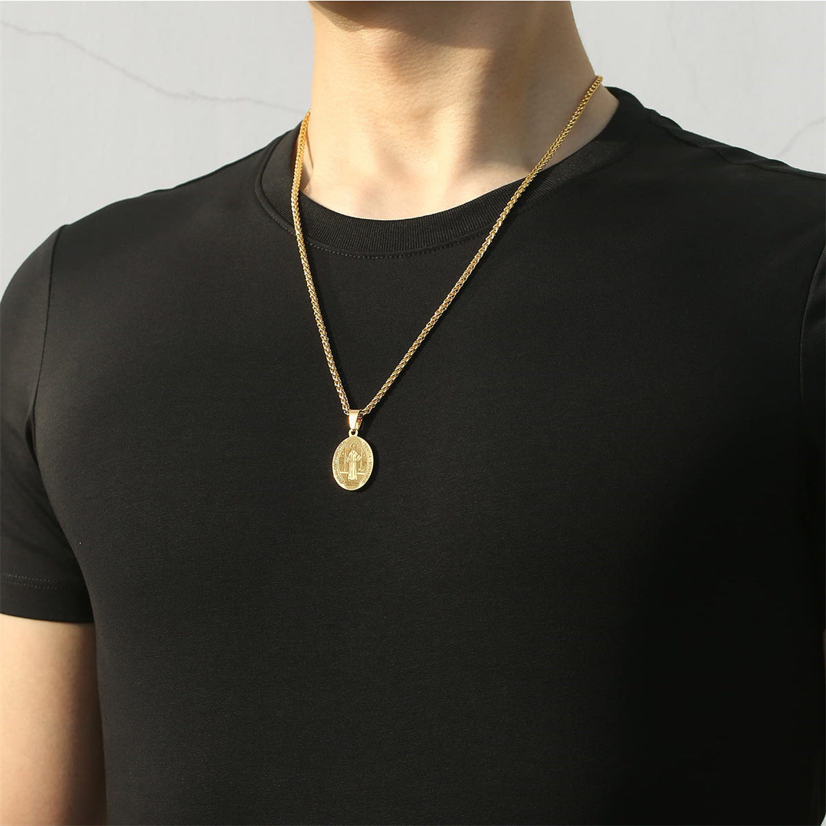 Wholesale Stainless Steel Saint Benedict Saint Benedict Medal Pendant Necklace