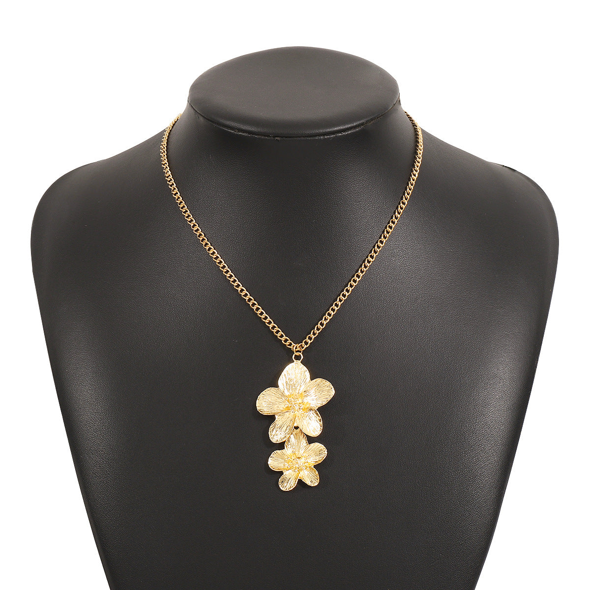 Wholesale Simple Metal Style Earrings Retro Flower Necklace Niche All-match Ring