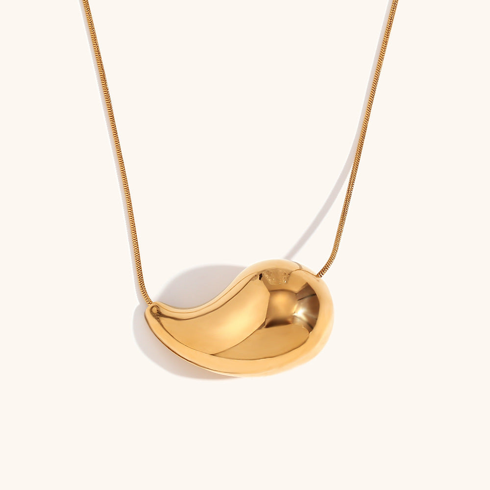 Wholesale Hollow Water Drop Comma Round Snake Chain Necklace Stainless Steel Gold Plated Choker Necklace ACC-NE-DingRan003