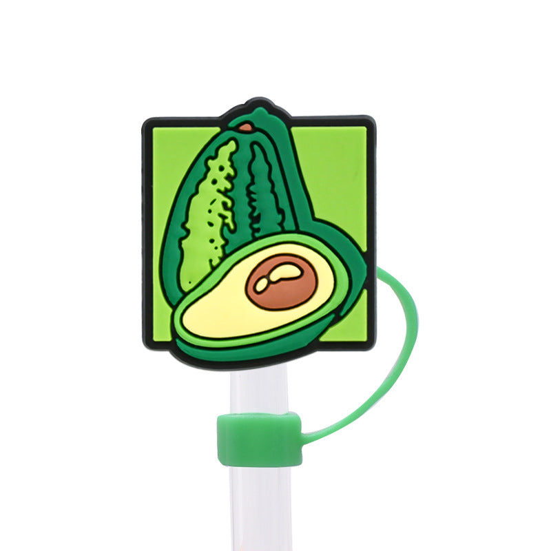 Wholesale Random 10pcs Avocado 8/10mm PVC Soft Straw Tube Cap