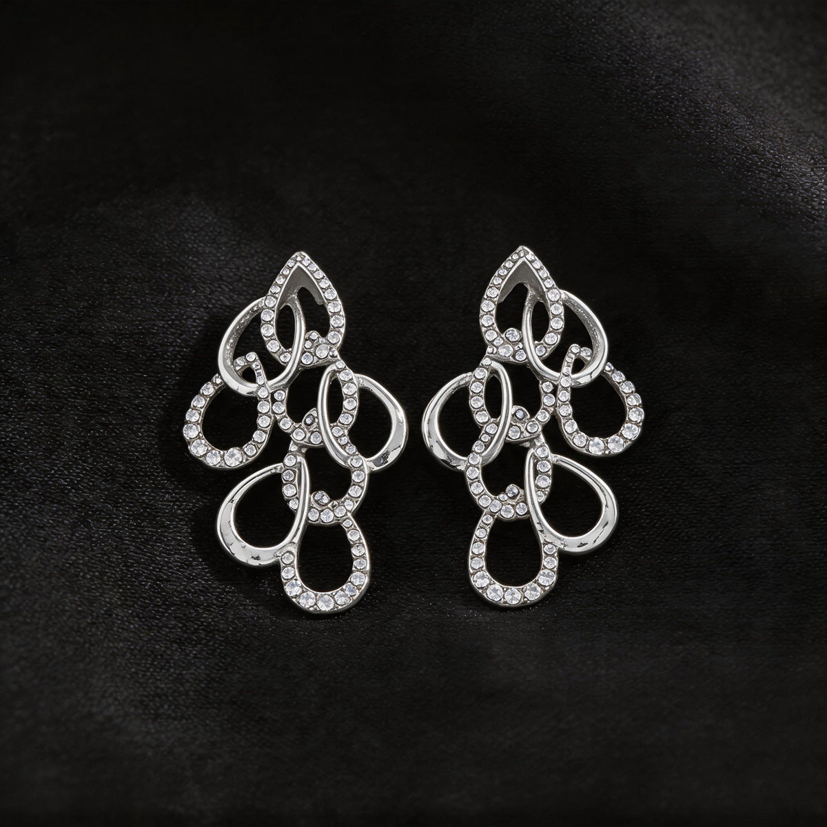 Wholesale Geometric Drop Crystal Earrings - Silver Tone Fashion Jewelry Accessory for Boutique Resale