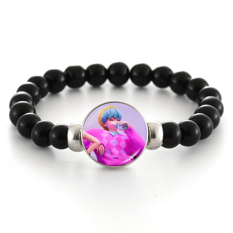 Wholesale kpop anime bracelet black beaded bracelet