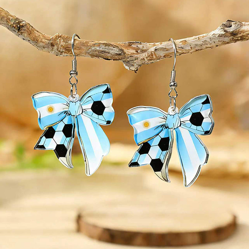 Wholesale USA Mexico Canada Soccer Bow Acrylic Earrings