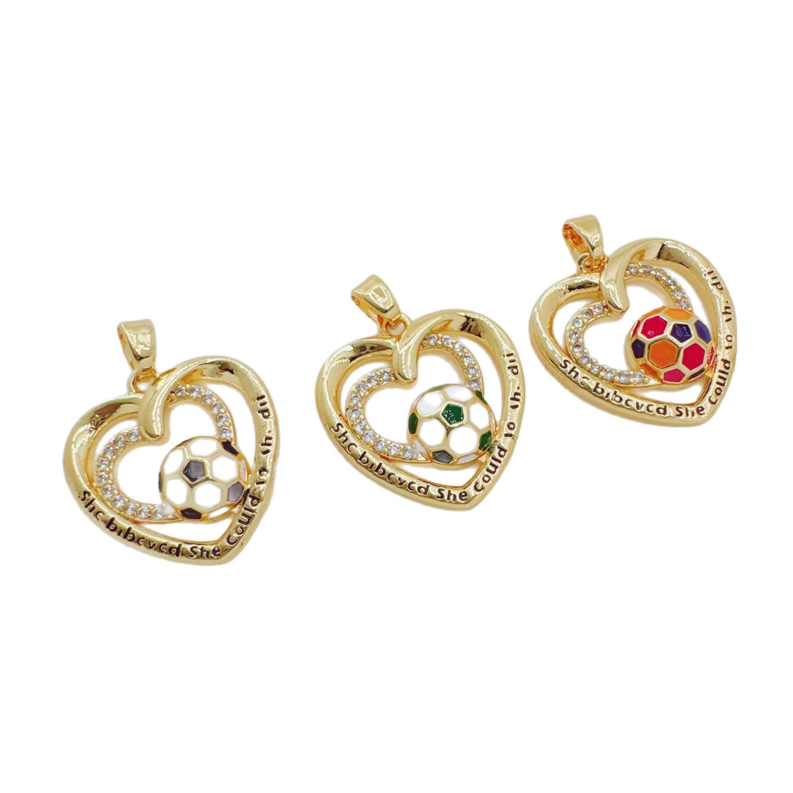 Wholesale World Cup Soccer Heart shaped Hollow Pendant