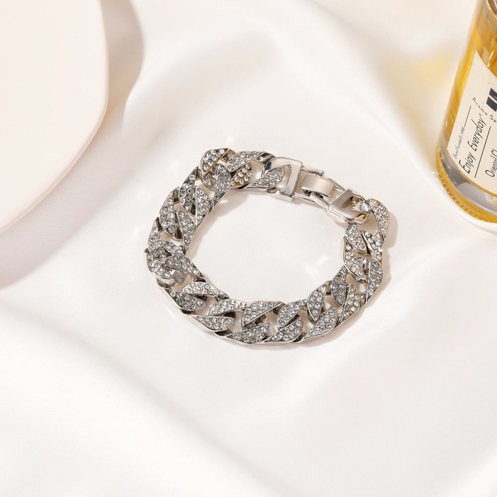 Wholesale Thick chain wide diamond bracelet