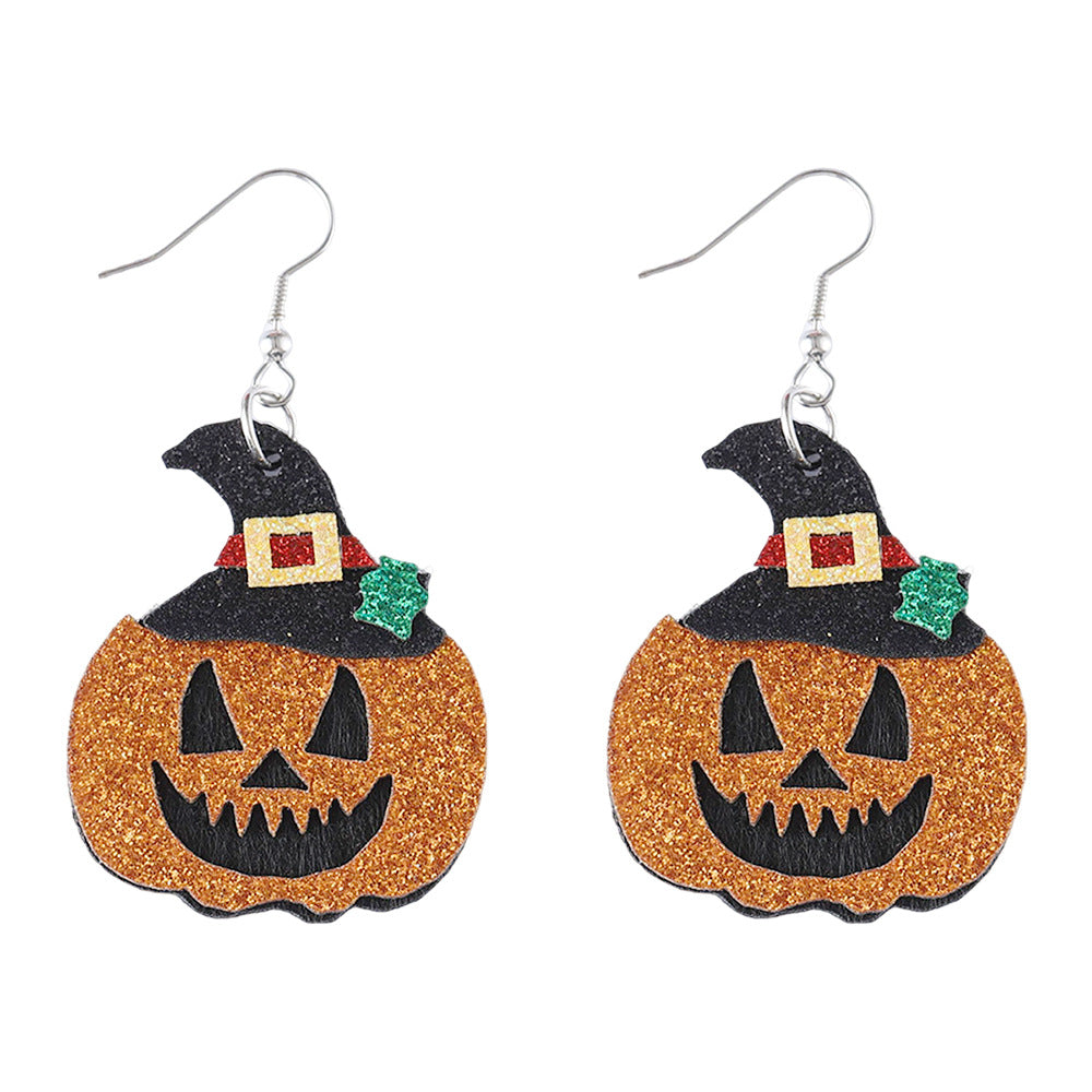 Wholesale Halloween Ghost Face Pumpkin Sequin Pendant Earrings