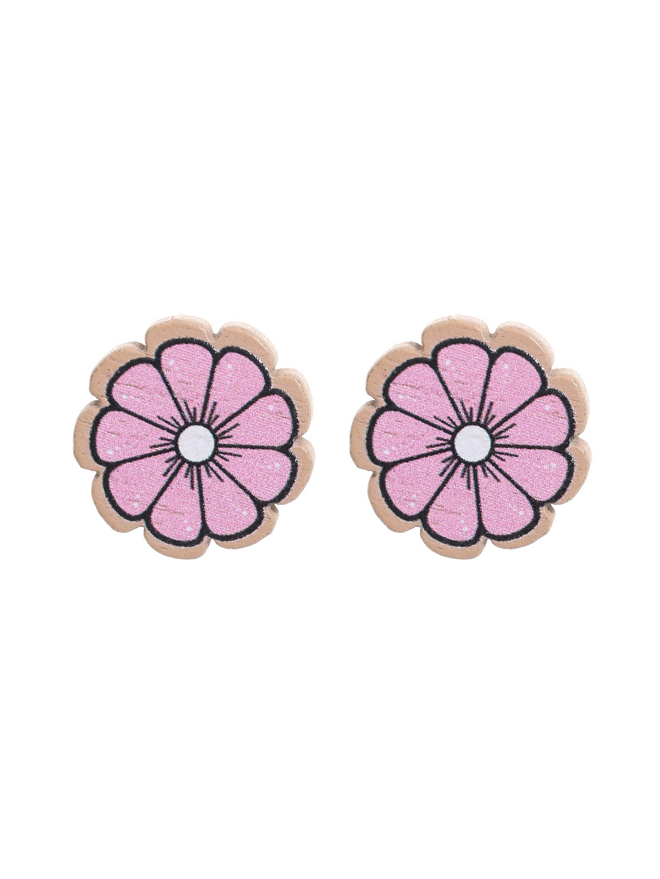 Wholesale Western Wind Sunflower Sunflower Flower Chrysanthemum Pattern Wooden Earrings