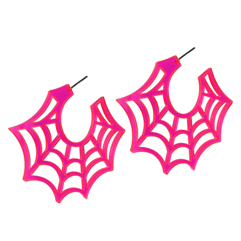 Wholesale 2 Pairs/pack Halloween Spider Web Earrings Punk Fluorescent Retro Earrings Acrylic Earrings ACC-ES-HY147