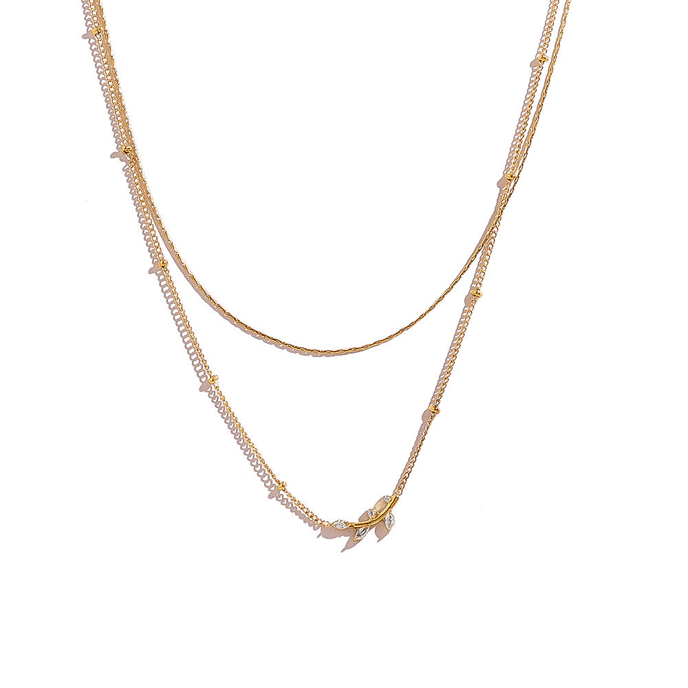 Wholesale Stainless Steel Double-layer Diamond Light Luxury Clavicle Chain