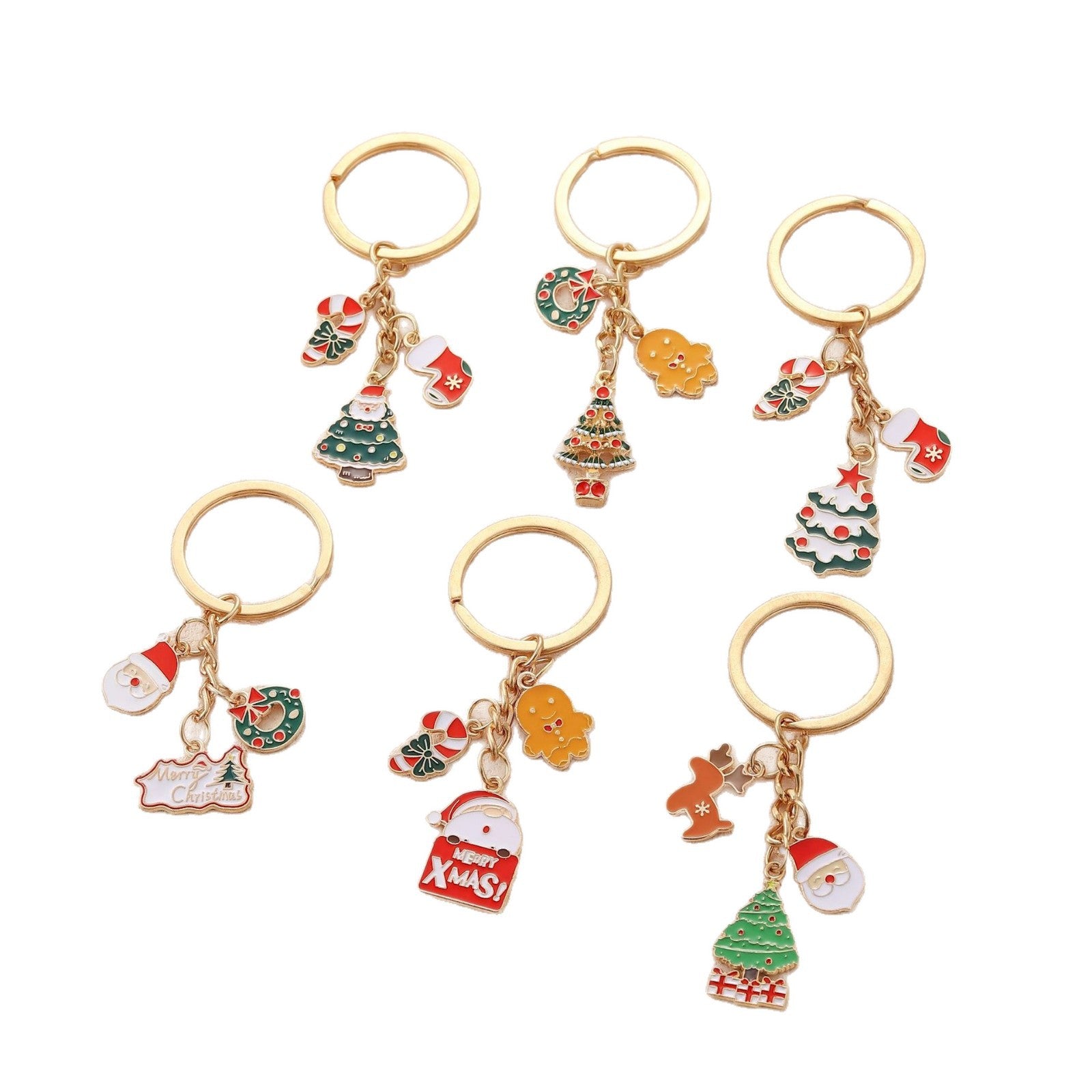 Wholesale Christmas cute Christmas tree old man bell snowflake keychain
