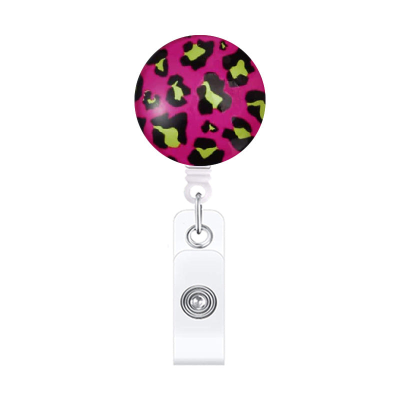 Wholesale Leopard Print Hand-Painted Retractable ID Badge Reel - Chic Keychain Clip for Office or Car Key Accessory,  Resale