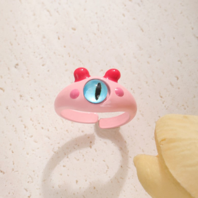 Wholesale Cute Cartoon Monster Colorful Open Rings ACC-RS-JunJie002