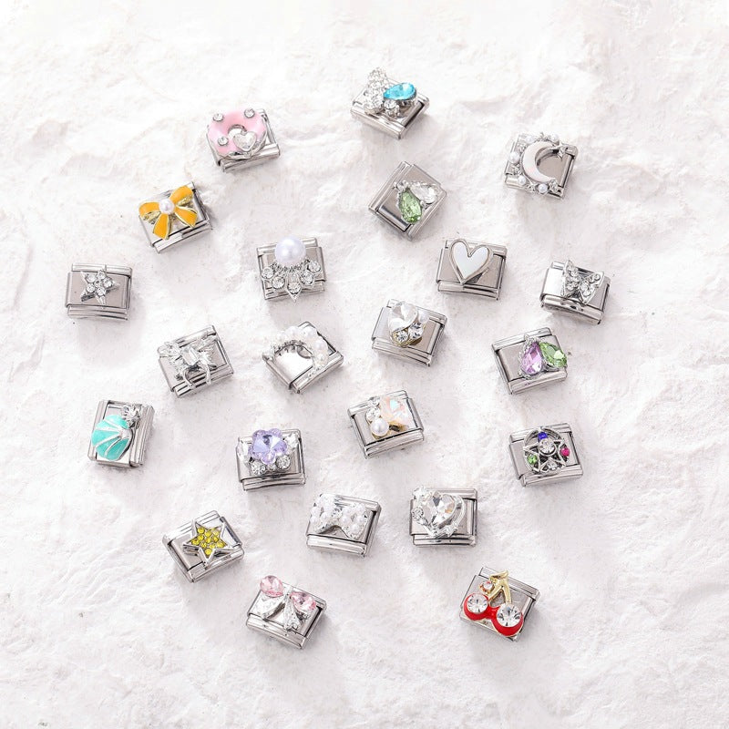 Wholesale Italian Charm Bracelet 9mm DIY Splicing Removable Stainless Steel Insect Series Composable Bracelet