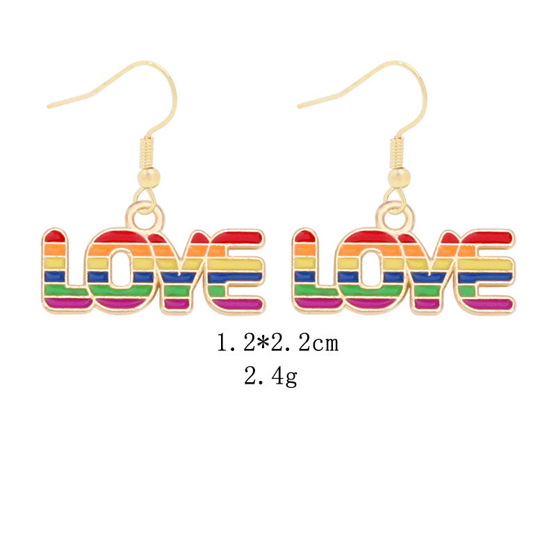 Wholesale LGBT Pride Month Rainbow Alloy Earrings ACC-ES-BinLi002