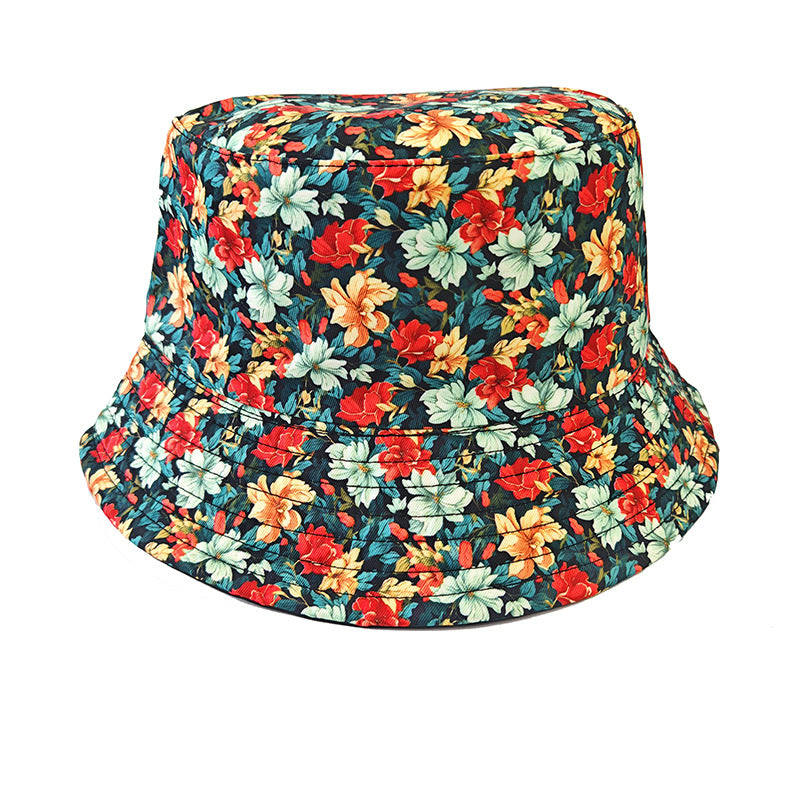 Wholesale Pastoral Print Reversible Bucket Hat,  Wide Brim Sun Protection Fashion Accessory for Outdoor,  Gift Boutique Resale