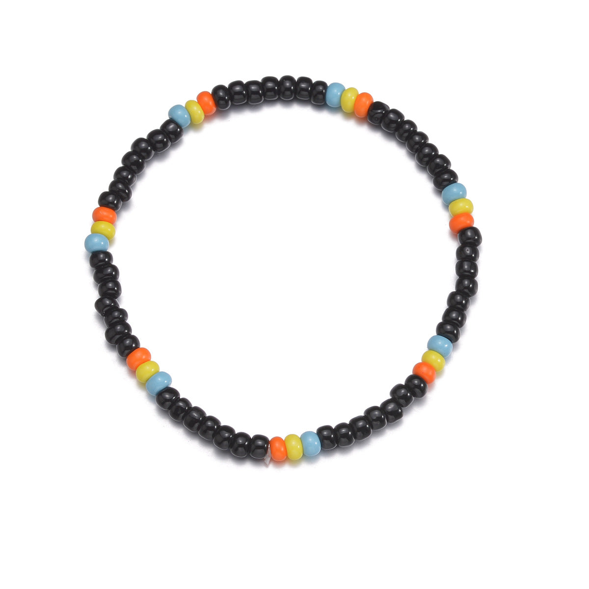Wholesale  color beads with black beads single-layer woven anklet