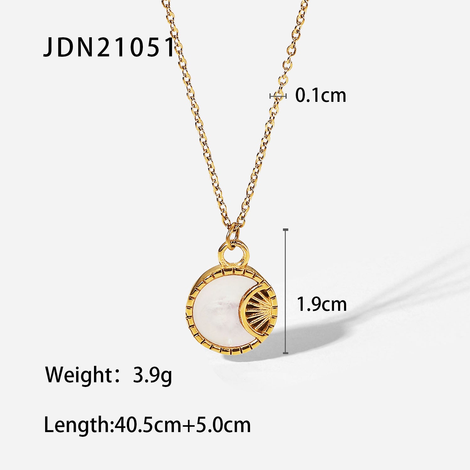 Wholesale 18K Gold Plated Stainless Steel White Shell Moon Necklace ACC-NE-Jied002