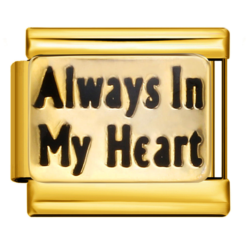 Wholesale 5pcs Italian Charm Bracelet 9mm DIY Splicing Black Gold Stainless Steel Composable Bracelet