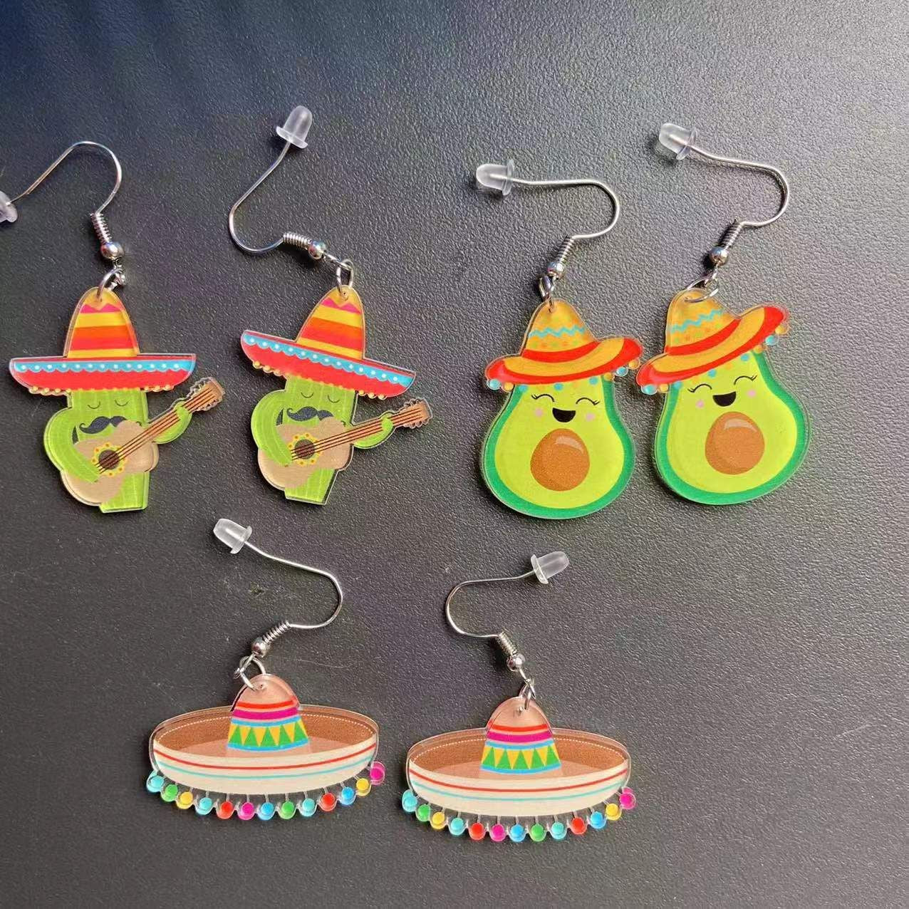 Wholesale Acrylic Cactus Earrings - Trendy Cinco de Mayo Party Jewelry Accessory for Women,  Gift &  Resale