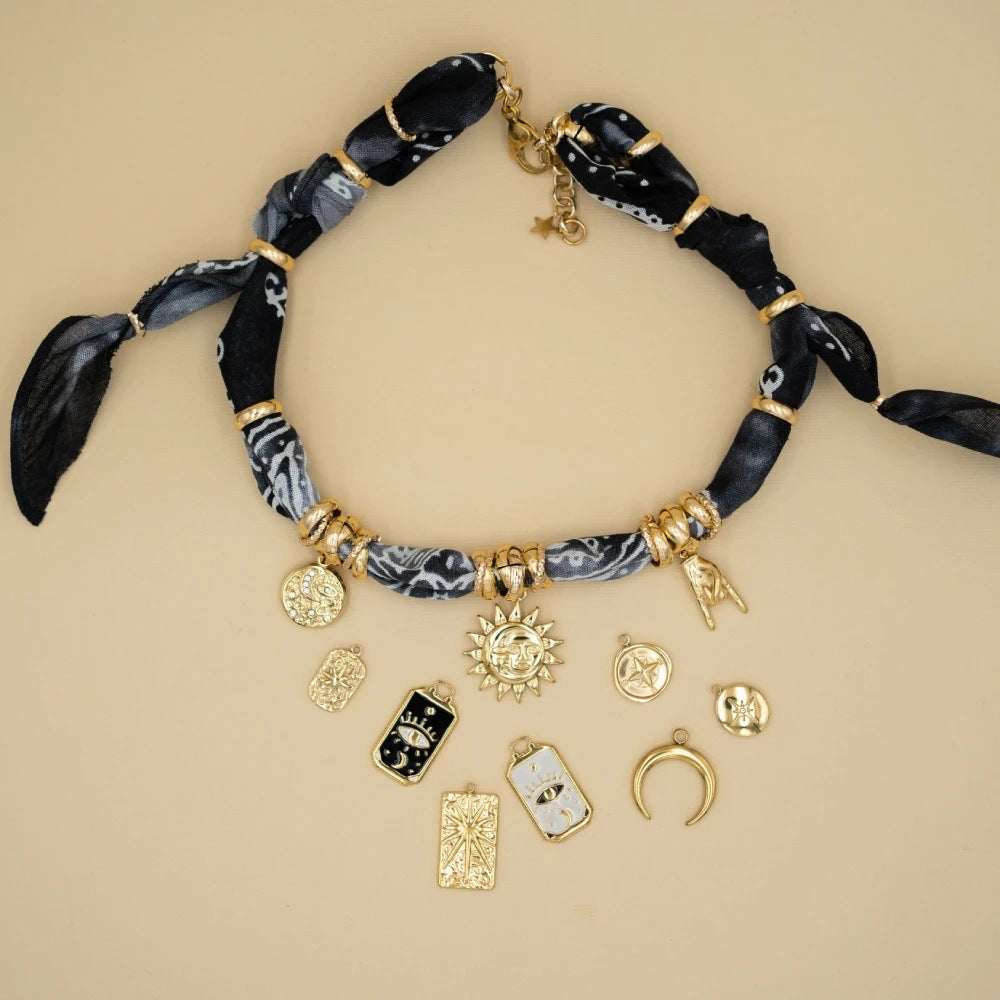 Wholesale Titanium Steel Hand-knotted silk scarf pattern printed bracelet