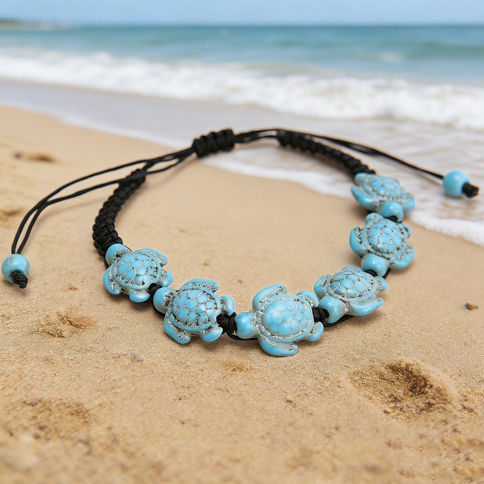 Wholesale Bohemian Style Turquoise Turtle Hand-woven Beach Bracelet