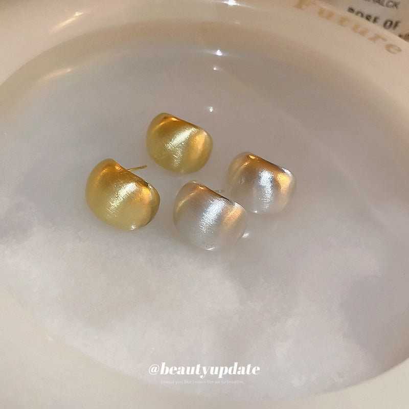 Wholesale Stylish C-Shaped Brushed Metal Earrings European Style Fashion Jewelry Boutique Resale
