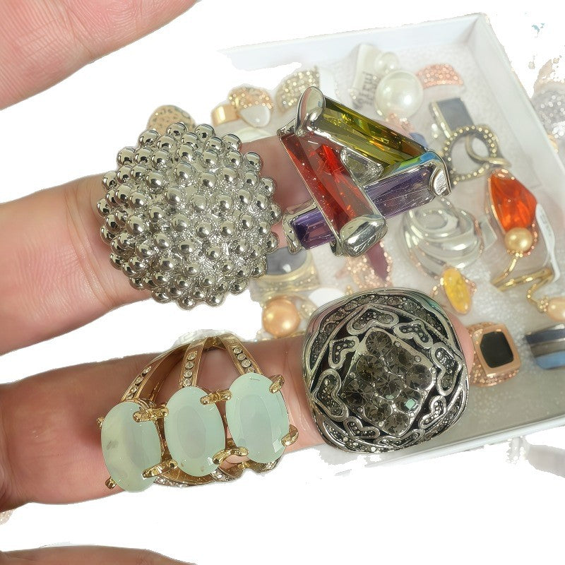 Wholesale Geometric Vintage Distressed Rhinestone Ring,  Alloy Fashion Jewelry for Women,  Everyday Wear