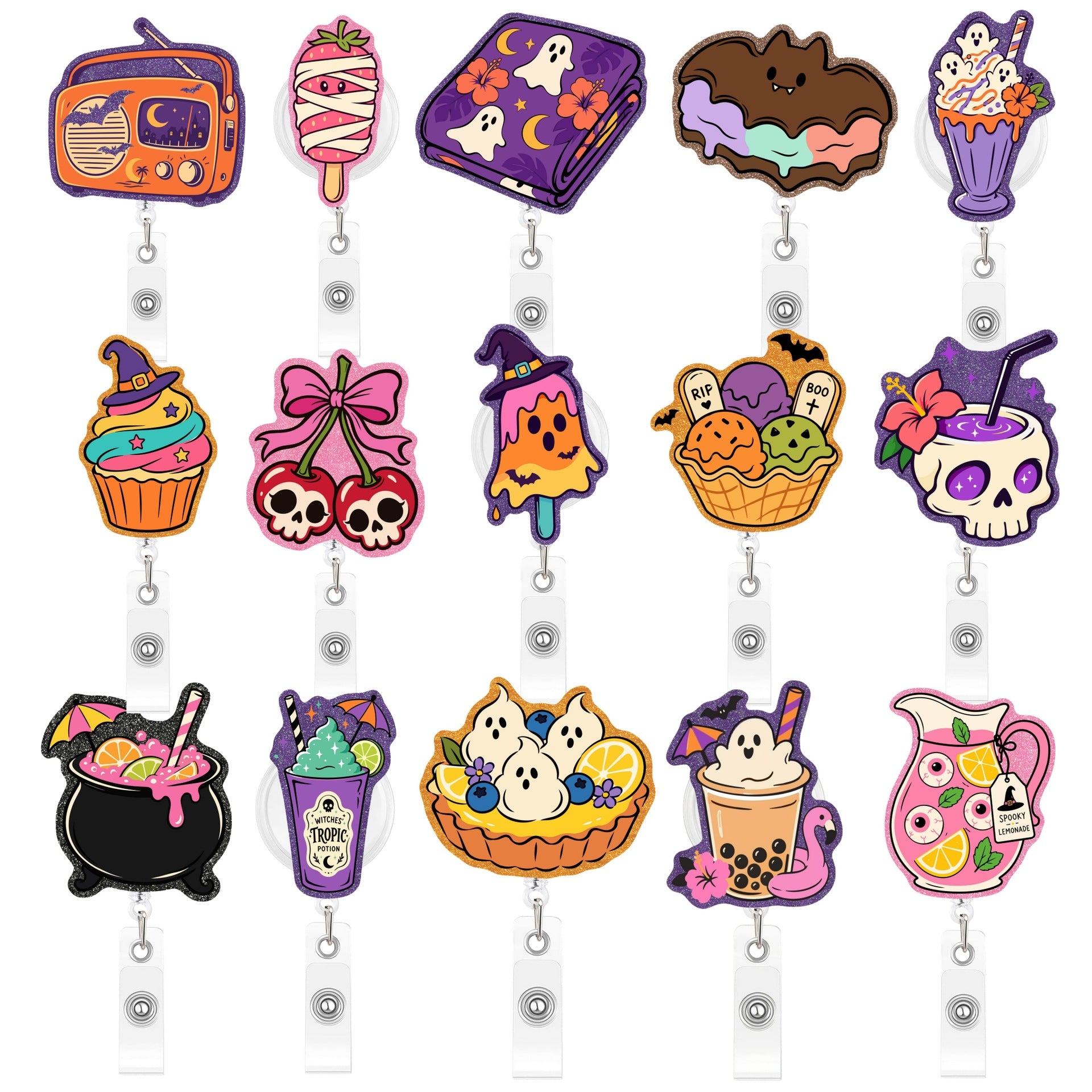 Wholesale  Dessert Acrylic Retractable Badge Reel Fun Creative ID Card Holder Pendant Decorative Accessory For Boutique Resale