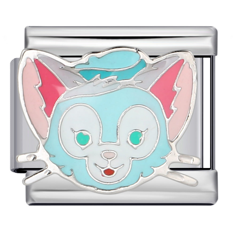 Wholesale 5pcs Italian Charm Bracelet 9mm DIY Splicing Cartoon Animal Stainless Steel Composable Bracelet