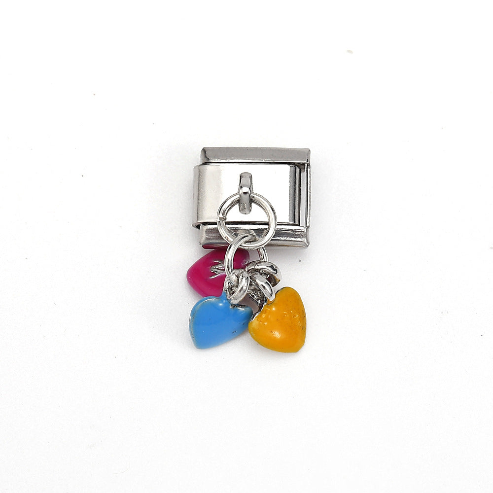 Wholesale 5pcs Italian Charm Bracelet 9mm DIY Splicing Colorful Pendant Stainless Steel Composable Bracelet