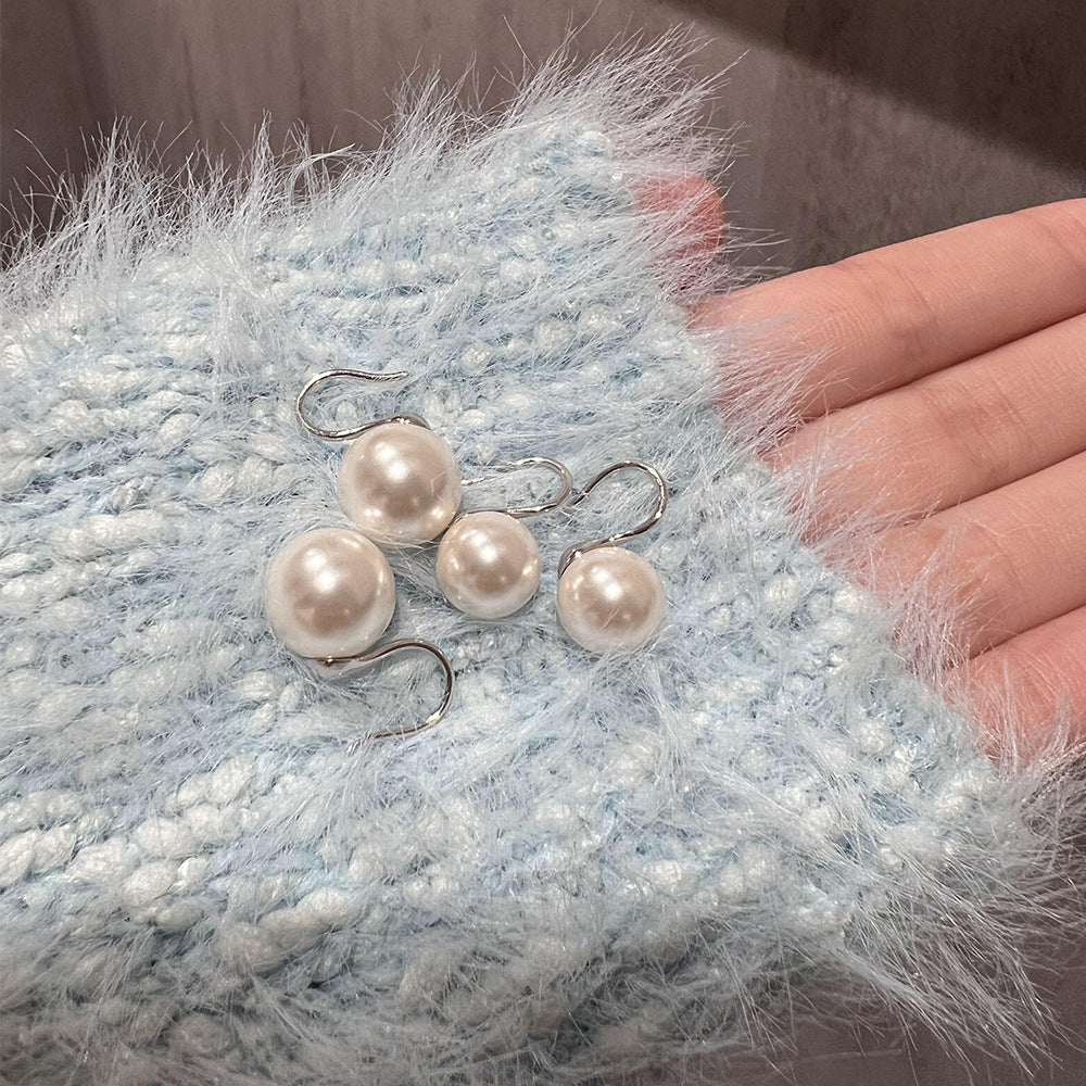 Wholesale S925 sterling silver pearl ear hook  white  earrings