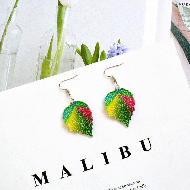 Wholesale Summer Natural Leaf Earrings Forest Style Earrings Acrylic Earrings ACC-ES-XN022