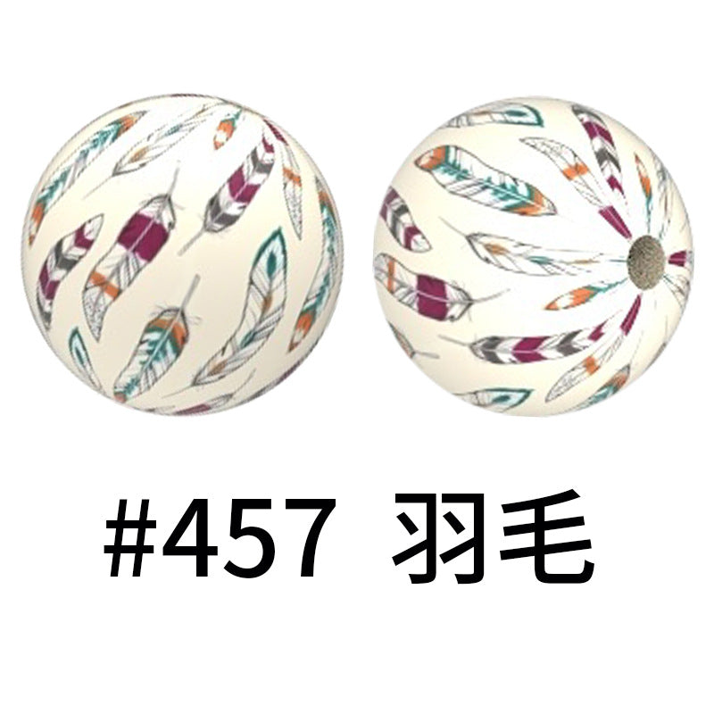 Wholesale 50pcs 15mm Western Style Leopard Skull Color Aztec Printed Silicone Balls Beads ACC-BDS-HeSheng001