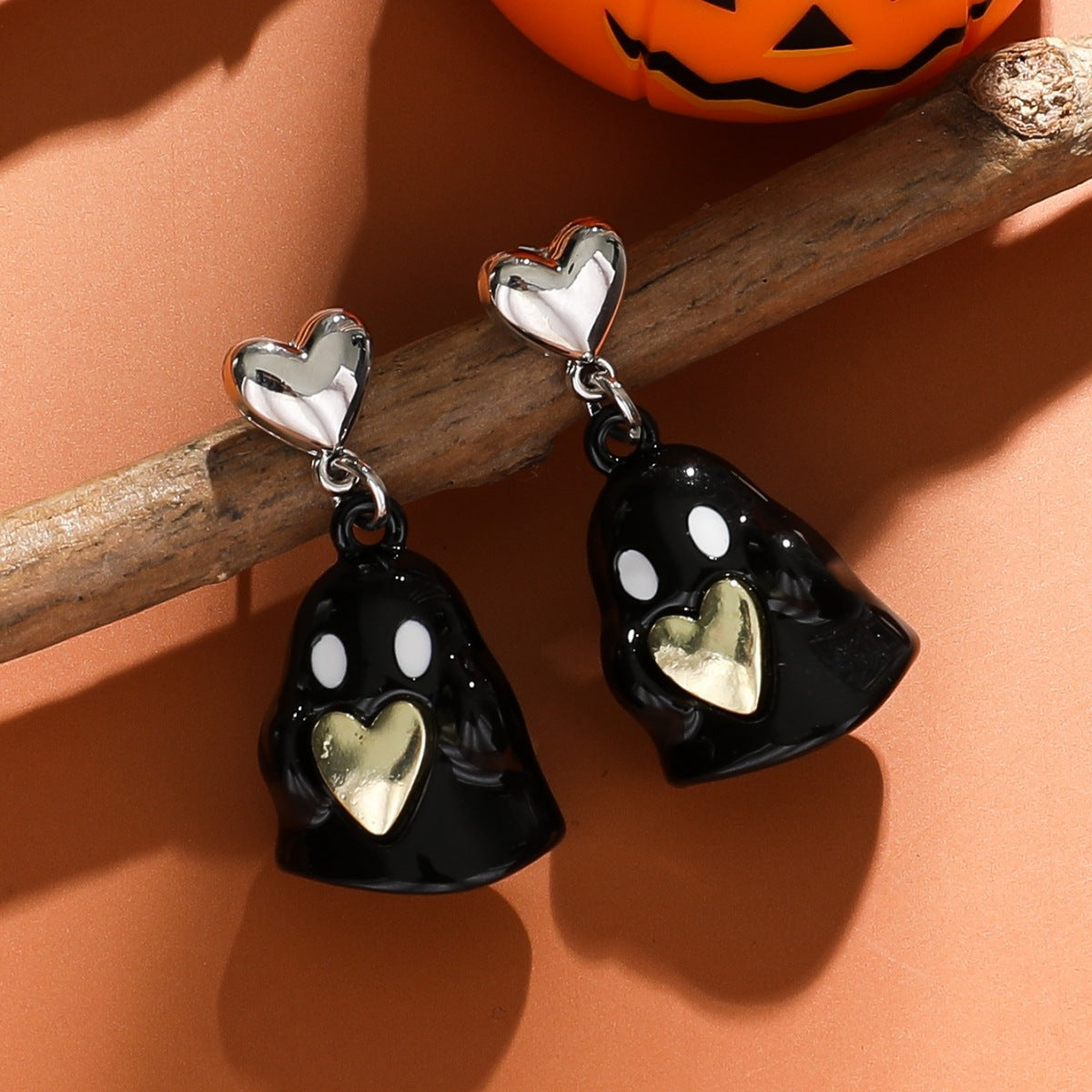 Wholesale  3D White and Black Ghost Alloy Pendant Earrings