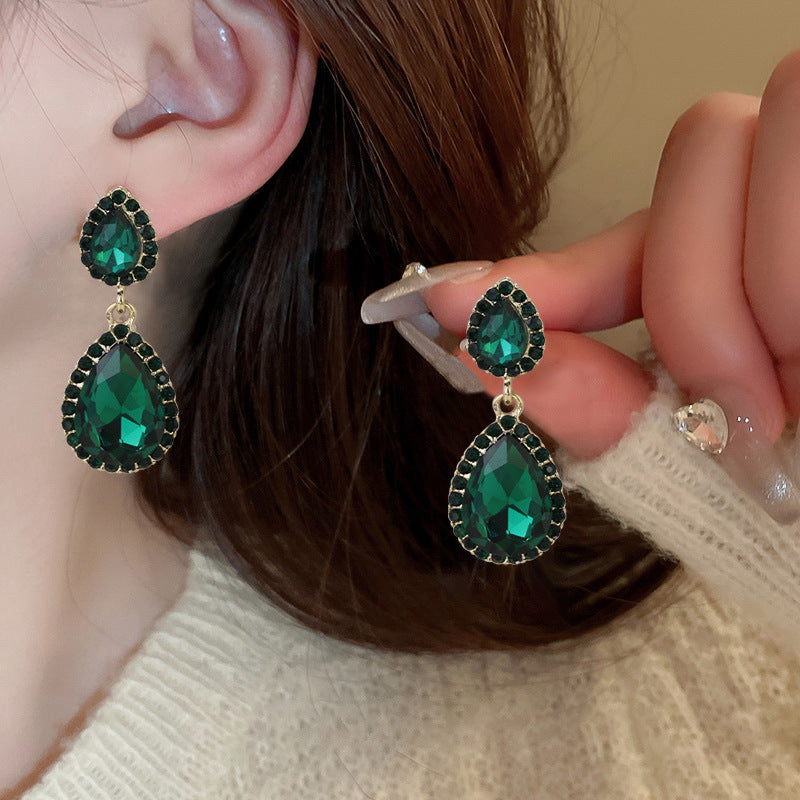 Wholesale green diamond flower lovely earrings