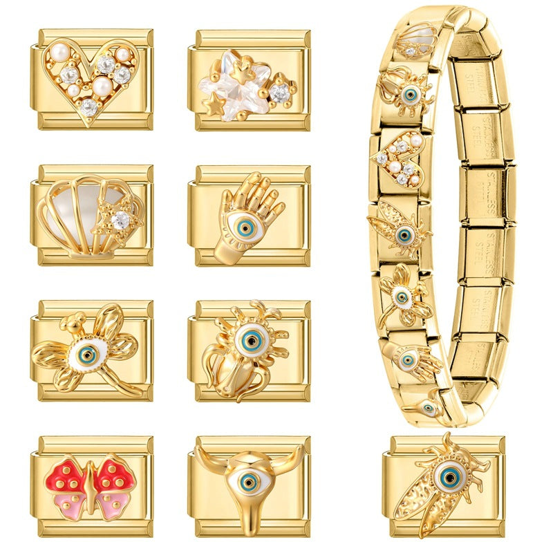 Wholesale Italian Charm Bracelet 9mm DIY Splicing Cute Creative Stainless Steel Composable Bracelet