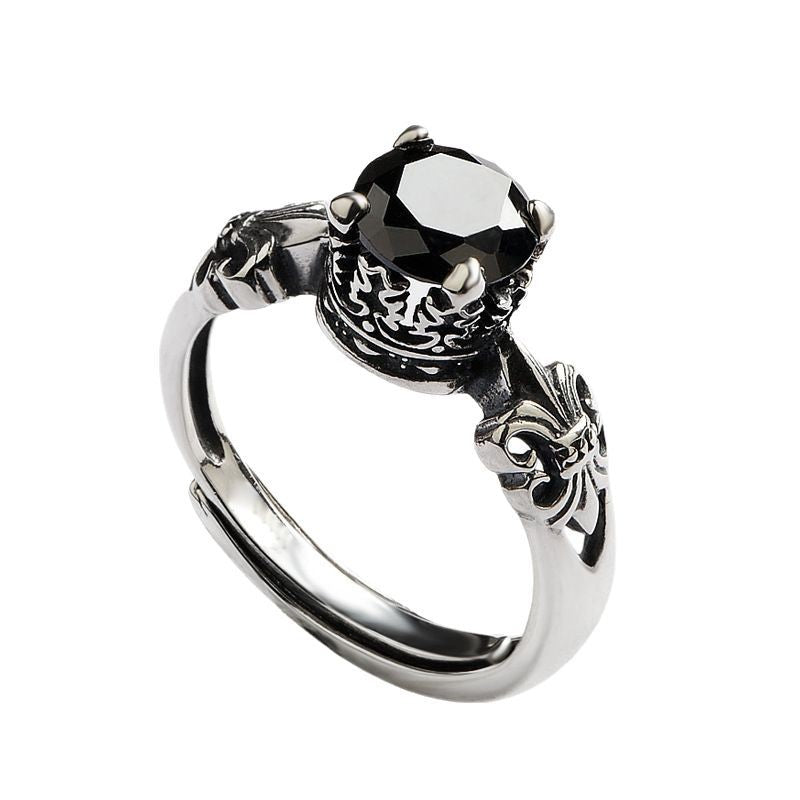 Wholesale Crown Shape Black Copper Open Ring - Adjustable Jewelry Gift for Couples