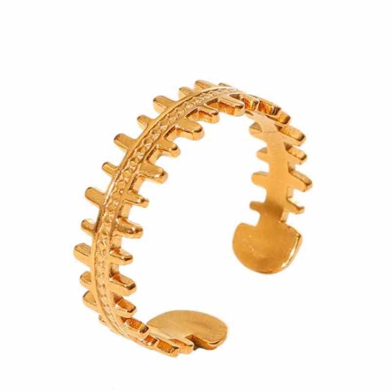 Wholesale Leaf Geometric Stainless Steel Rings 18k Gold Plated Rings ACC-RS-MuC013