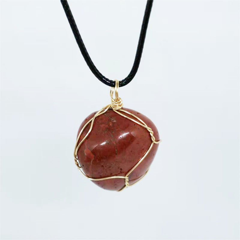 Wholesale Natural Stone Agate Wire Pendant Handmade Wire Irregular Crystal Pendant Necklaces ACC-NE-Yinhai001