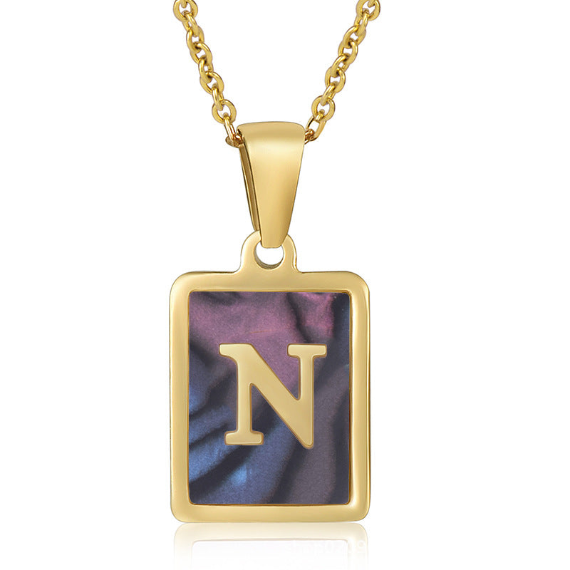 Wholesale Stainless Steel Three-dimensional Shell Letter Necklace Titanium Steel ACC-NE-Zhongy005